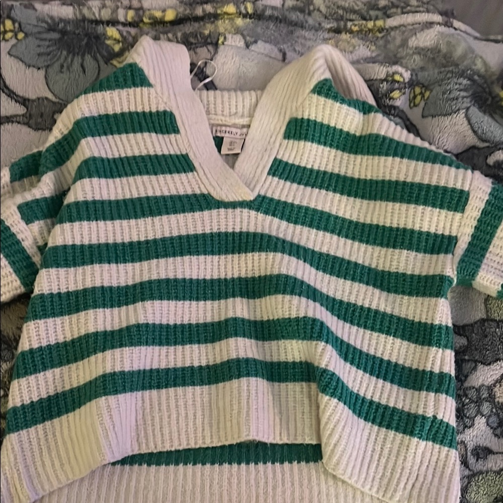 Striped Green and White Sweater